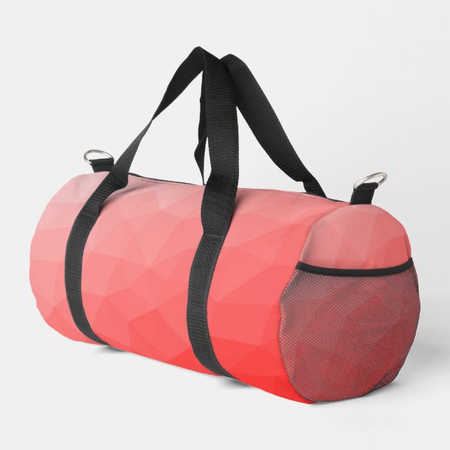 Red gradient geometric mesh pattern duffle bag (Right Corner)