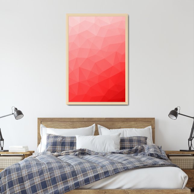 Red gradient geometric mesh pattern framed art (Bedroom)