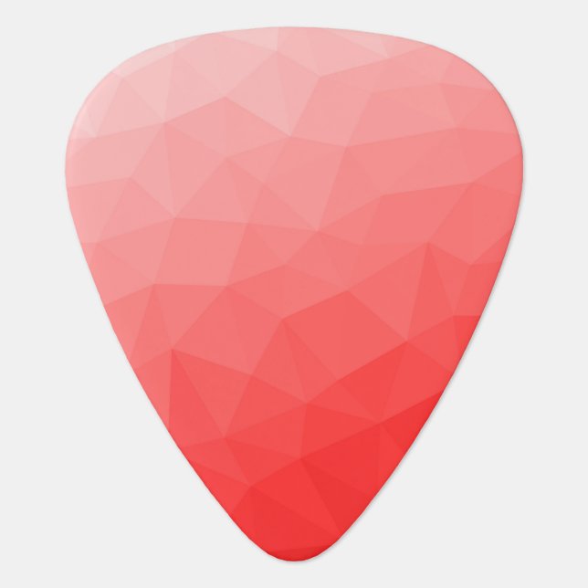 Red gradient geometric mesh pattern guitar pick (Front)