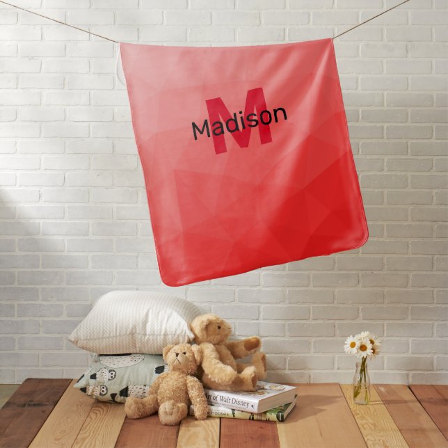 Red gradient geometric mesh pattern Monogram Baby Blanket (In Situ)