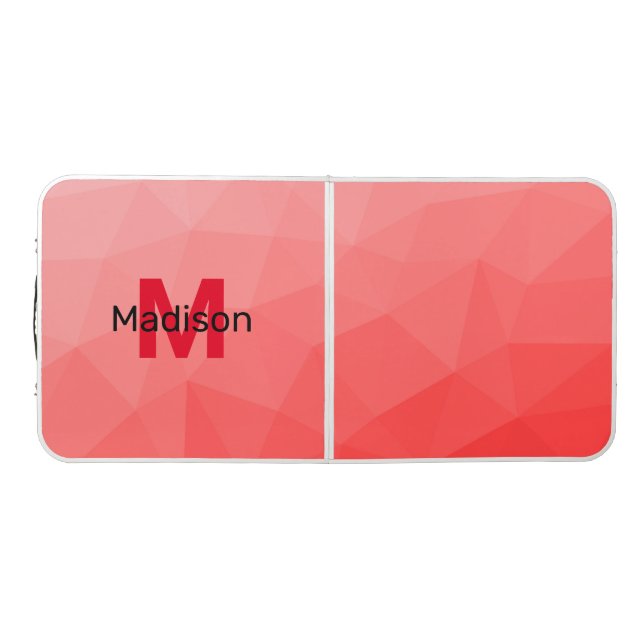 Red gradient geometric mesh pattern Monogram Beer Pong Table (Top)