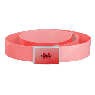 Red gradient geometric mesh pattern Monogram Belt