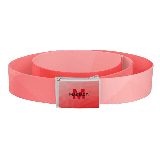 Red gradient geometric mesh pattern Monogram Belt (Coil)