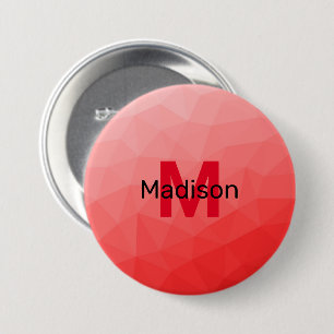 Red gradient geometric mesh pattern Monogram Button