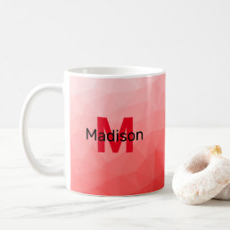 Red gradient geometric mesh pattern Monogram Coffee Mug