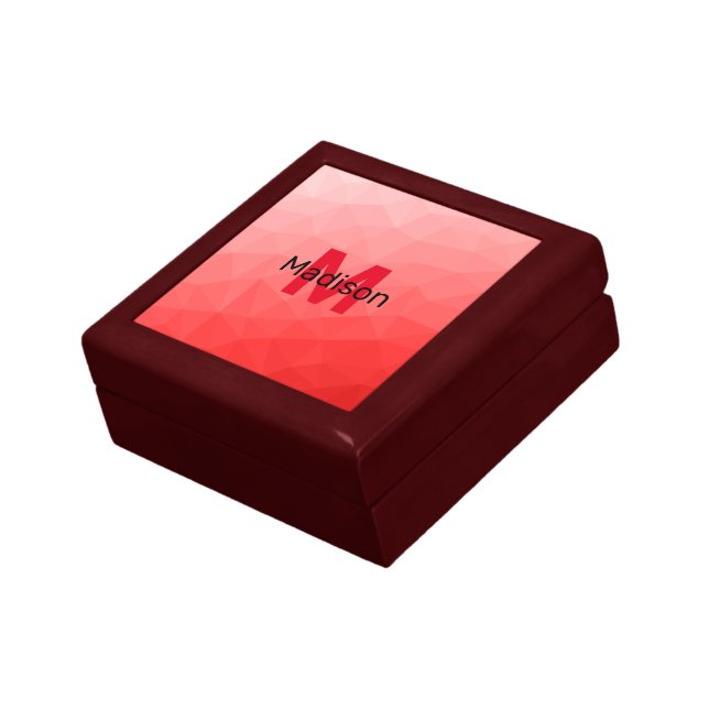 Red gradient geometric mesh pattern Monogram Gift Box (Side)