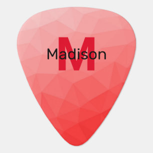 Red gradient geometric mesh pattern Monogram Guitar Pick