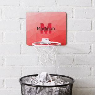 Red gradient geometric mesh pattern Monogram Mini Basketball Hoop