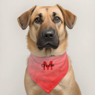 Red gradient geometric mesh pattern Monogram Pet Bandana Collar