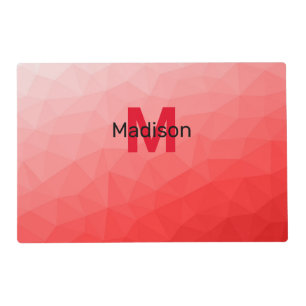 Red gradient geometric mesh pattern Monogram Placemat
