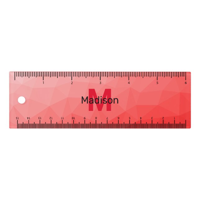 Red gradient geometric mesh pattern Monogram Ruler (Front)