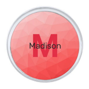 Red gradient geometric mesh pattern Monogram Silver Finish Lapel Pin