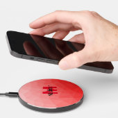 Red gradient geometric mesh pattern Monogram Wireless Charger (Hand)