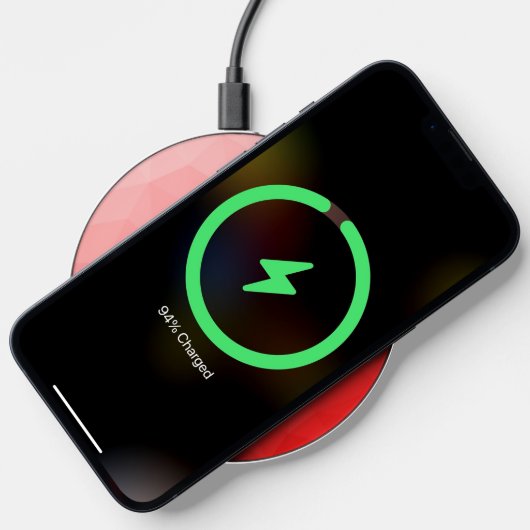 Red gradient geometric mesh pattern Monogram Wireless Charger (Phone)