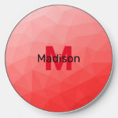 Red gradient geometric mesh pattern Monogram Wireless Charger (Front)