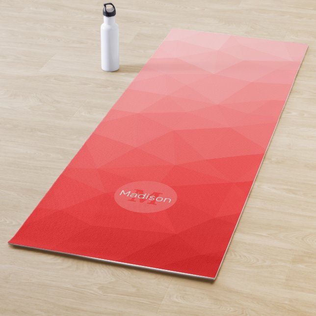 Red Gradient Geometric Mesh Pattern Monogram Yoga Mat (In Situ)