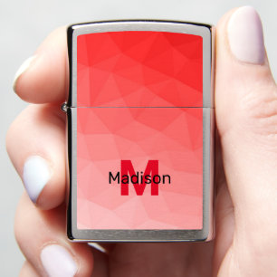 Red gradient geometric mesh pattern Monogram Zippo Lighter