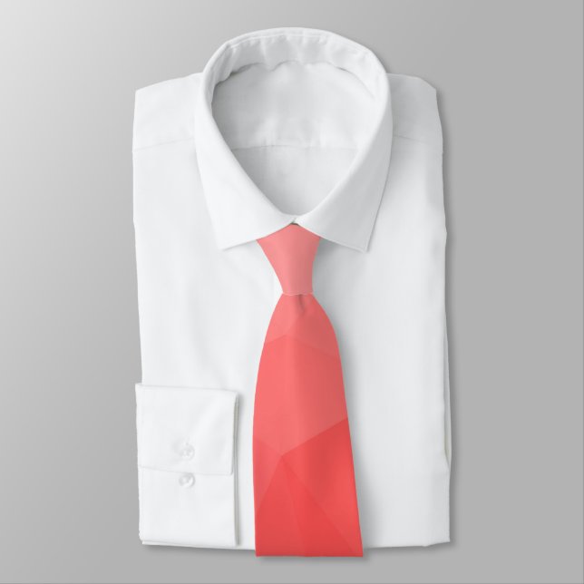 Red gradient geometric mesh pattern neck tie (Tied)