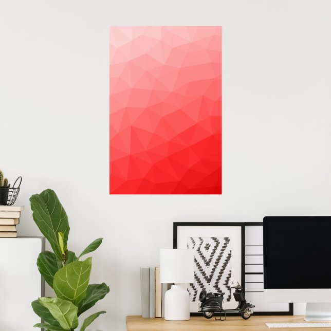 Red gradient geometric mesh pattern poster (Home Office)