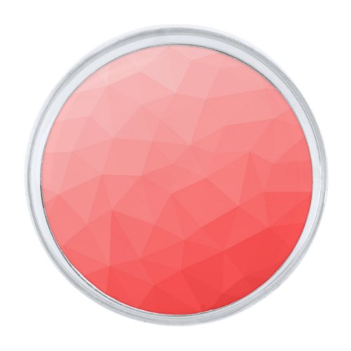 Red gradient geometric mesh pattern silver finish lapel pin