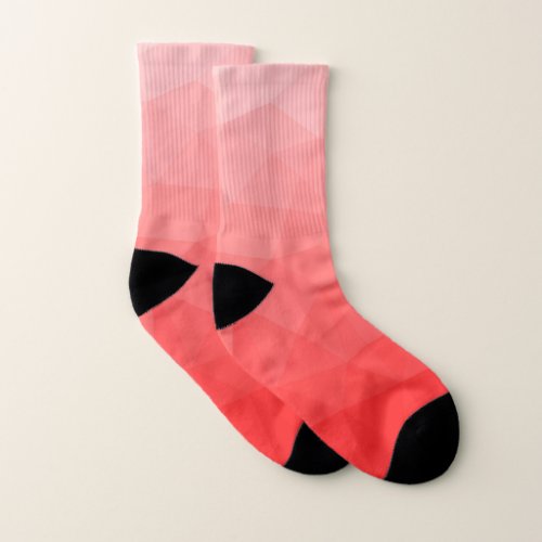 Red gradient geometric mesh pattern socks