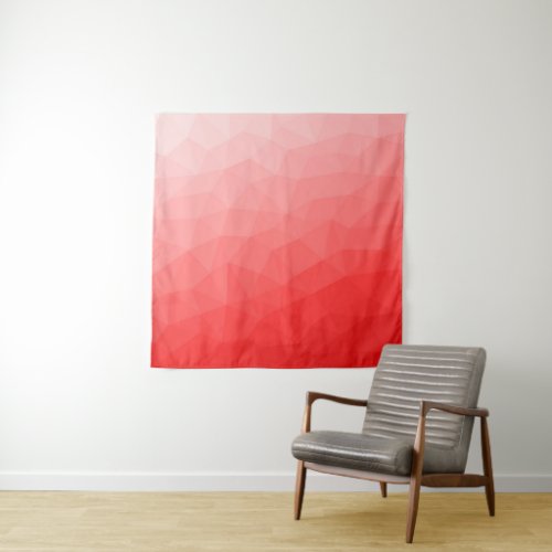 Red gradient geometric mesh pattern tapestry