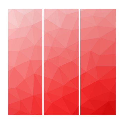 Red gradient geometric mesh pattern triptych