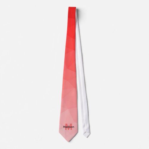 Red gradient geometry mesh pattern Monogram Neck Tie