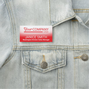 Red Gradient Logo Branded Convention Trade Show Name Tag