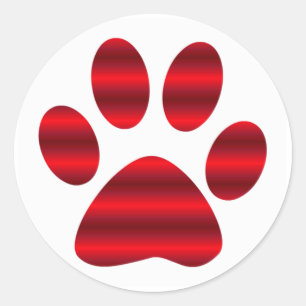 Red Gradient Paw Print Classic Round Sticker
