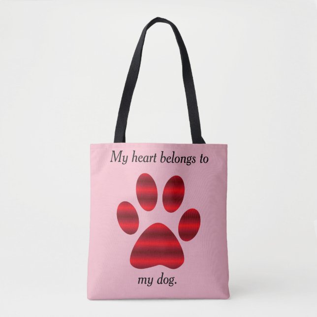 Red Gradient Paw Print Tote Bag (Front)