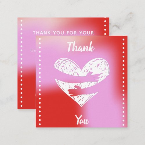 Red Gradient Thank You Romantic Valentines Day  Square Business Card