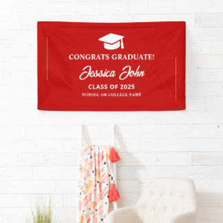 Red graduate Congratulations on your graduation  Banner