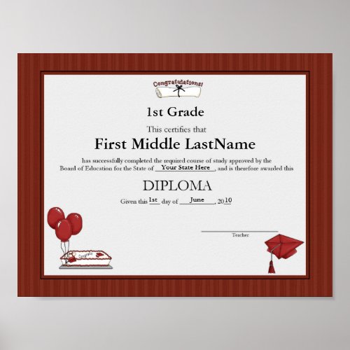 Red Graduate Homeschooler Diploma Poster