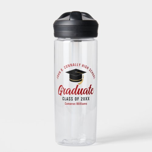 Red Graduate Personalized 2024 Graduation Gift Water Bottle