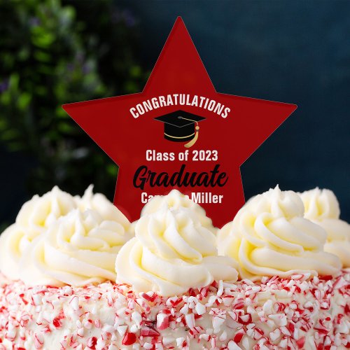 Red Graduate Personalized 2024 Graduation Party Cake Topper