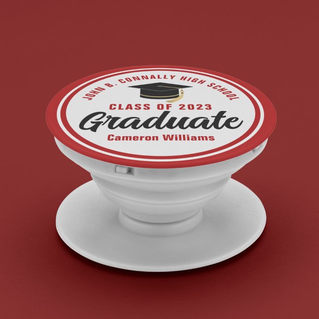 Red Graduate Personalized Class of 2023 Graduation PopSocket (Creator Uploaded)