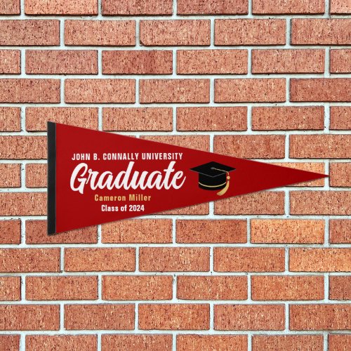 Red Graduate Personalized Class of 2024 Graduation Pennant Flag