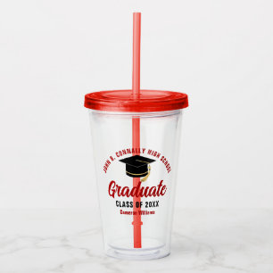 Red Graduate Personalized Graduation Party Acrylic Tumbler