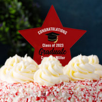 Red Graduate Personalized Graduation Party Star Cake Topper