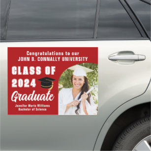 Red Graduate Photo Arch 2024 Graduation Custom Car Magnet