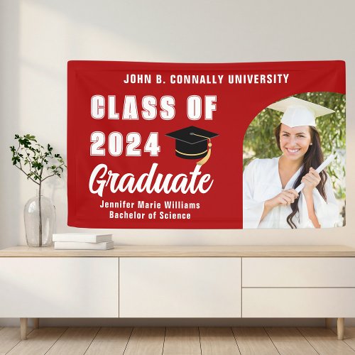 Red Graduate Photo Arch 2024 Graduation Party Banner