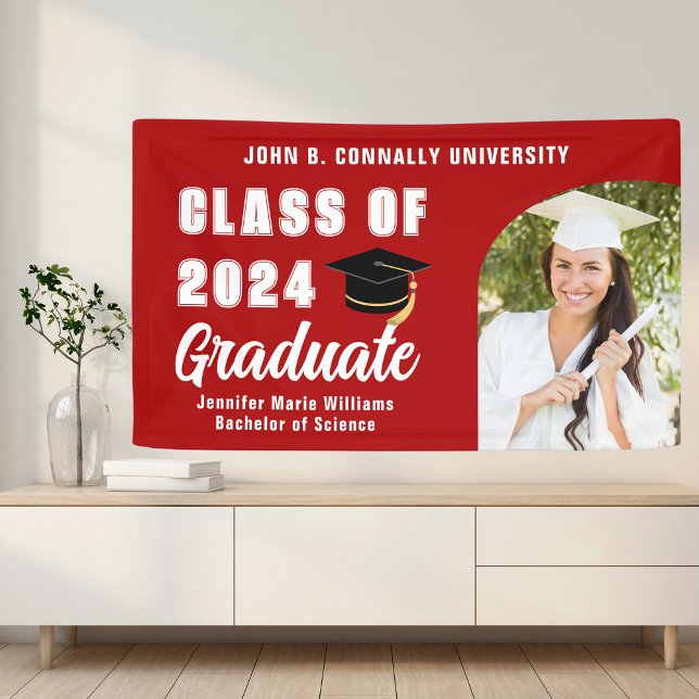 Red Graduate Photo Arch 2026 Graduation Party Banner (Creator Uploaded)