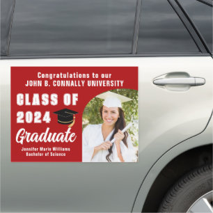 Red Graduate Photo Arch Graduation Custom Car Magnet