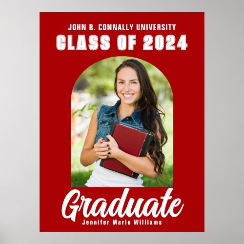 Red Graduate Photo Arch Modern Graduation Party Poster