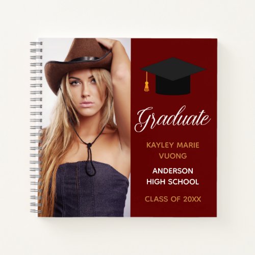 Red Graduate Photo Autograph Graduation Guest Notebook