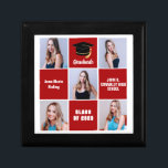 Red Graduate Photo Collage Custom 2023 Graduation Gift Box<br><div class="desc">A classy custom senior graduate photo collage graduation gift box with classic red squares for a high school senior graduating with the class of 2023. Customize with your senior portrait pictures, school name and graduating class under the elegant calligraphy for a great personalized graduation present. It features a 5 photograph...</div>