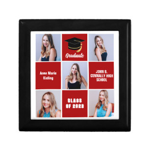 Red Graduate Photo Collage Custom 2023 Graduation Gift Box