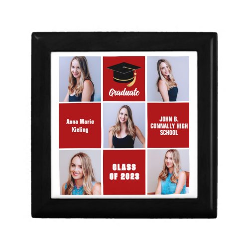 Red Graduate Photo Collage Custom 2023 Graduation Gift Box