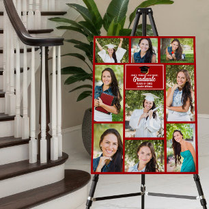 Red Graduate Photo Collage Custom Graduation Party Foam Board